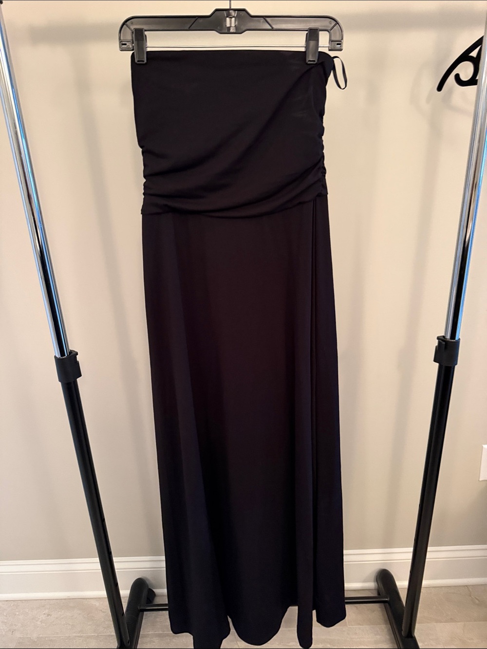 The Limited Black Strapless Maxi Dress with Foldover Waist